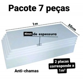 7 PLACAS DE ISOPOR EPS ANTICHAMAS ESPESSURA40MM, TAMANHO 100 X 50CM