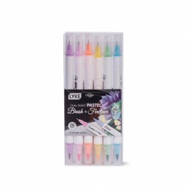 KIT 6 CANETAS MARCADOR DUAL POINT 12 CORES PASTEL BRUSH+FINE - LYKE