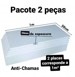 2 PLACAS DE ISOPOR EPS ANTICHAMAS ESPESSURA 50MM, TAMANHO 100 X 50CM