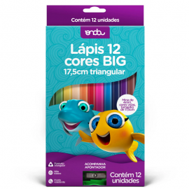 LAPIS DE COR 12 CORES BIG 17,5 CM TRIANGULAR + APONTADOR JUMBO - ONDA