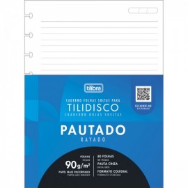 REFIL PARA TILIDISCO COLEGIAL PAUTADO 80 FOLHAS -TILIBRA