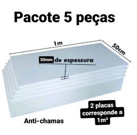 5 PLACAS DE ISOPOR EPS ANTICHAMAS ESPESSURA 50MM, TAMANHO 100 X 50CM