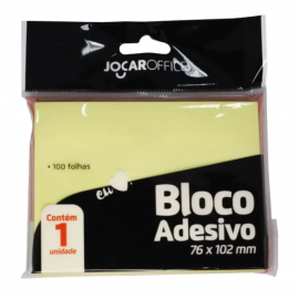 BLOCO ADESIVO AMARELO 76X102 100 FOLHAS JOCCAR OFFICE