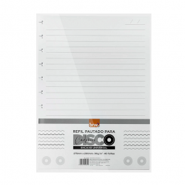 REFIL 40 FLS PAUTADAS CADERNO DISCO ENCAIXE UNIVERSAL 275MM X 200MM - BRW