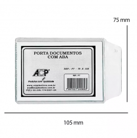 10 PROTETORES PORTA DOCUMENTOS 75 X 105 MM - TRANSPARENTE - ACP