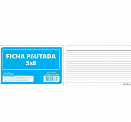 FICHA PAUTADA N3 5X8 100FLS 127X203MM - PAUTA BRANCA