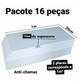 16 PLACAS DE ISOPOR EPS ANTICHAMAS ESPESSURA 15MM, TAMANHO 100 X 50CM