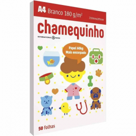 PAPEL A4 CHAMEQUINHO 180G 50FL BRANCO