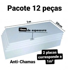 12 PLACAS DE ISOPOR EPS ANTICHAMAS ESPESSURA 10MM, TAMANHO 100 X 50CM