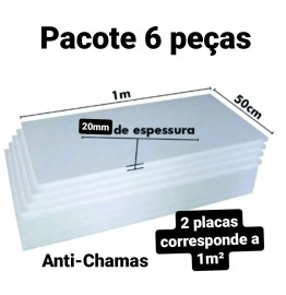 6 PLACAS DE ISOPOR EPS ANTICHAMAS ESPESSURA 20MM, TAMANHO 100 X 50CM