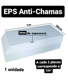 PLACA DE ISOPOR EPS ANTICHAMAS 50MM (500X1000X50MM) 1 UN