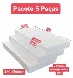 5 PLACAS DE ISOPOR EPS ANTI-CHAMAS ESPESSURA60MM, TAMANHO 100 X 50CM