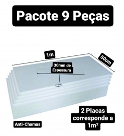 9 PLACAS DE ISOPOR EPS ANTICHAMAS ESPESSURA30MM, TAMANHO 100 X 50CM