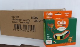 8 CAIXA DE COLAS COLORIDAS 6 CORES CADA - LEOARTE