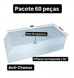 60 PLACAS DE ISOPOR EPS ANTICHAMAS ESPESSURA 5MM (fina), TAMANHO 100 X 50CM