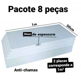 8 PLACAS DE ISOPOR EPS ANTICHAMAS ESPESSURA30MM TAMANHO 100X50CM