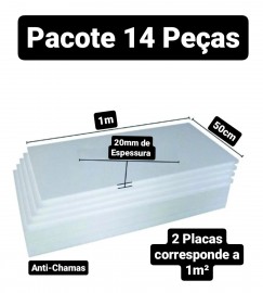 14 PLACAS DE ISOPOR EPS ANTICHAMAS ESPESSURA20MM, TAMANHO 100 X 50CM