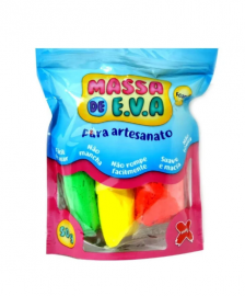 MASSA DE E.V.A 50G 5 CORES BRANCO, VERMELHO, AZUL, VERDE, AMARELO