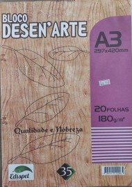 BLOCO A3 DESEN ARTE TAMANHO A-3 180G 20 FOLHAS