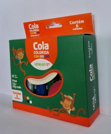 COLAS COLORIDAS COM BRILHO 25G CADA CAIXA 6 CORES - LEOARTE