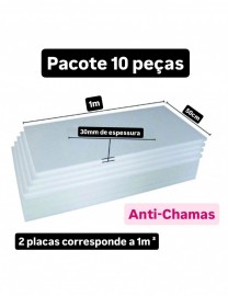 10 PLACAS DE ISOPOR EPS ANTICHAMAS ESPESSURA 30MM, TAMANHO 100 X 50CM