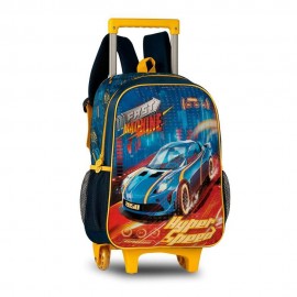 KIT MOCHILA INFANTIL DE RODINHAS COM LANCHEIRA CARROS