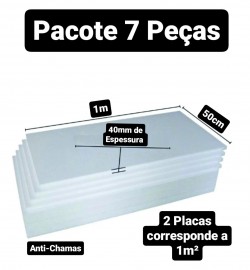 7 PLACAS DE ISOPOR EPS ANTI-CHAMAS ESPESSURA40MM, TAMANHO 100 X 50CM