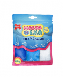 MASSA DE EVA 50G 3 CORES AZUL CLARO, BRANCO E AZUL ROYAL