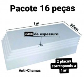 12 PLACAS DE ISOPOR EPS ANTICHAMAS ESPESSURA 30MM, TAMANHO 100 X 50CM