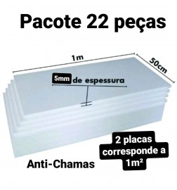 22 PLACAS DE ISOPOR EPS ANTICHAMAS ESPESSURA 5MM, TAMANHO 100 X 50CM