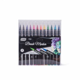 CANETA MARCADOR BRUSH MARKER 12 CORES - PONTA PINCEL- LYKE