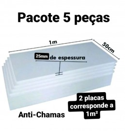 5 PLACAS DE ISOPOR EPS ANTICHAMAS ESPESSURA 25MM, TAMANHO 100 X 50CM