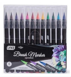 MARCADOR BRUSH MARKER AQUARELAVEL PONTA PINCEL12 CORES - LYKE