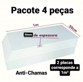 4 PLACAS DE ISOPOR EPS ANTICHAMAS ESPESSURA 30MM, TAMANHO 100 X 50CM