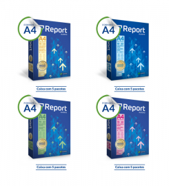 PAPEL SULFITE REPORT COLORIDO A4 75G 500 FOLHAS - CAIXA COM 5 PACOTES