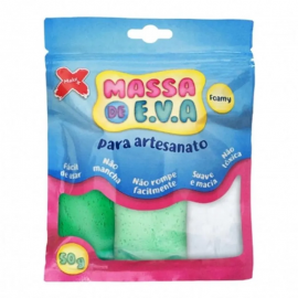 MASSA DE EVA 50G 3 CORES VERDE CLARO, BRANCO E VERDE - MAKE +