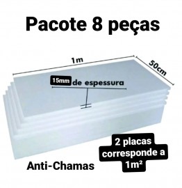 8 PLACAS DE ISOPOR EPS ANTICHAMAS ESPESSURA 15MM, TAMANHO 100 X 50CM